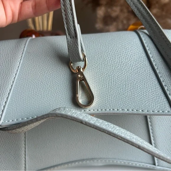 Elegant blue vegan leather (PU) Handbag with Amber Handle - Picture 3 of 7